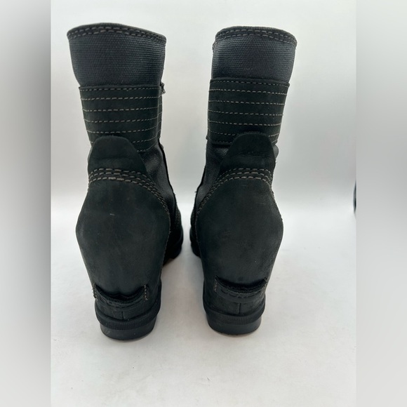 Sorel Lexie Wedge Lace Up Waterproof Leather Boot Bootie black size 8 - Picture 8 of 8